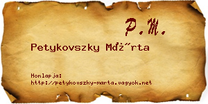 Petykovszky Márta névjegykártya